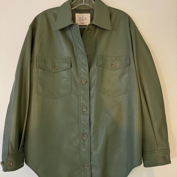 Wilfred Vegan Leather- The Ganna Shirt Jacket- Green, Small - Picture 1 of 1